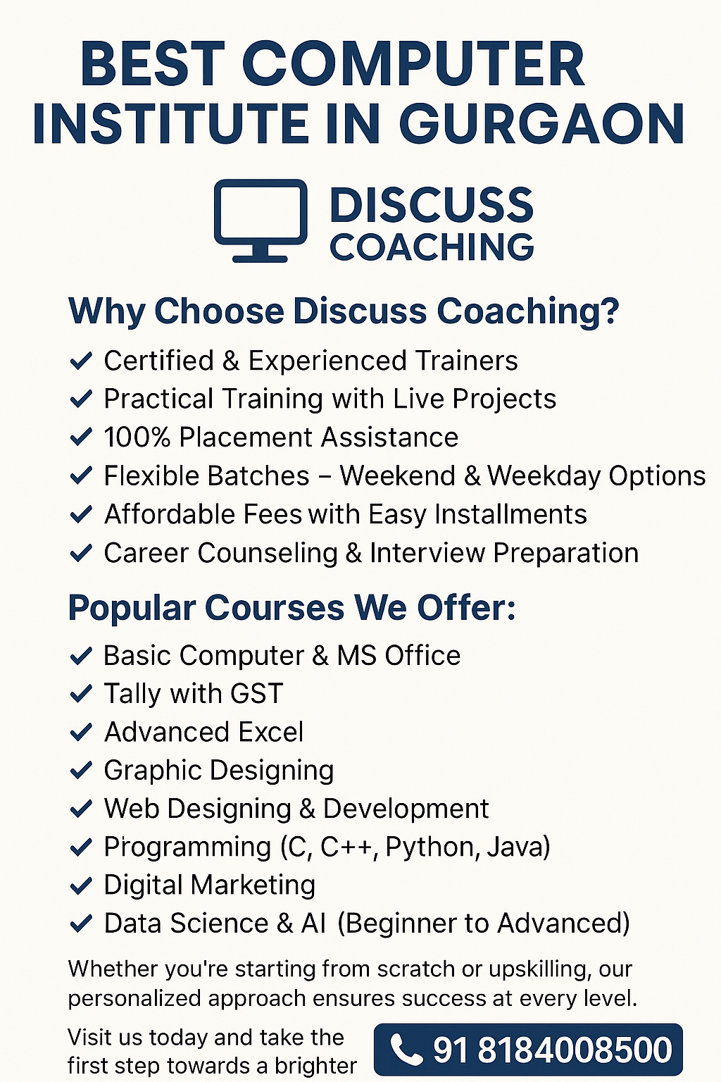 Best Computer Institute In Gurugram | 81-8400-8500